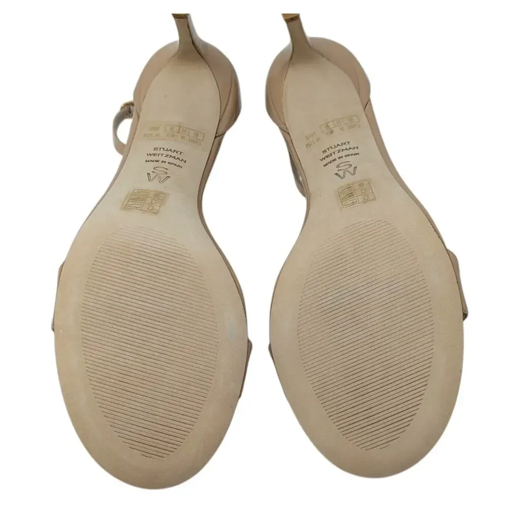 Stuart Weitzman Nudist II 75mm Patent Sandal Nude 9.5B Heels